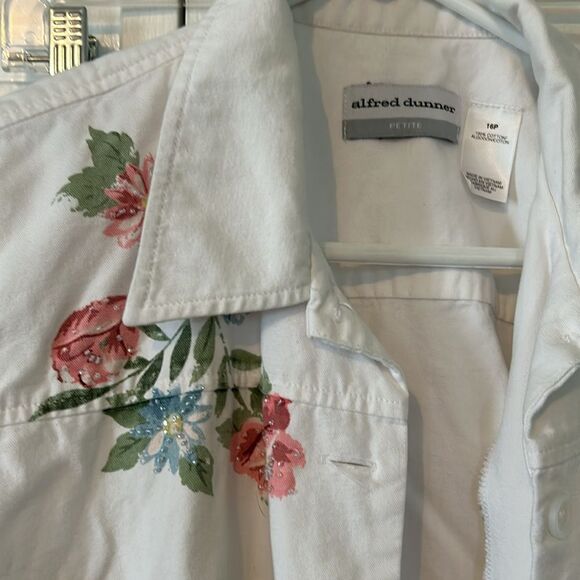 Vintage Alfred Dunner floral denim jacket - Size 16P - Picture 5 of 10